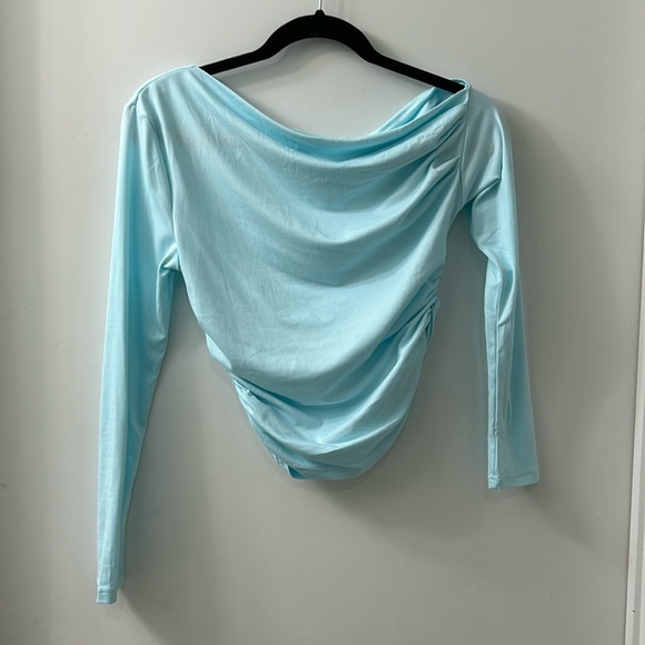 Off the Shoulder Baby Blue Top - Picture 1 of 2